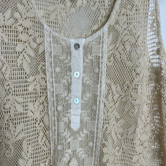 Temptation Positano 100% Cotton Cream Crochet Lace Tunic Mini Dress Size L - Picture 7 of 12